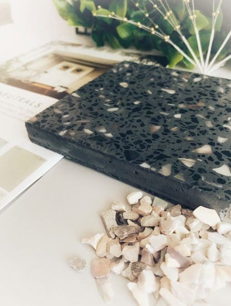 black and shell terrazzo sample