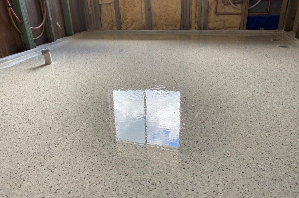 white terrazzo flooring